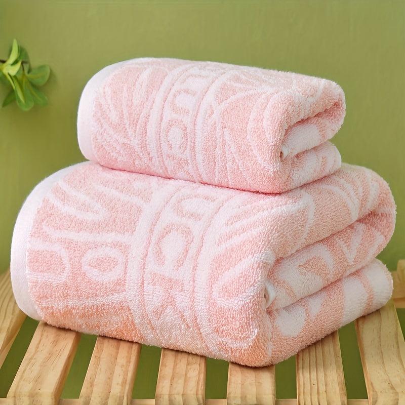 Leaf Pattern Washcloth & Hand Towel Set Soft & Quick Drying Towels