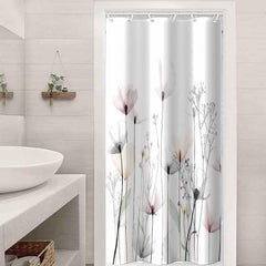 Light & Floral Shower Curtain w/ Hooks - Floral Bathroom Decor Set
