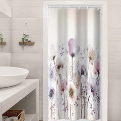 Light & Floral Shower Curtain w/ Hooks - Floral Bathroom Decor Set