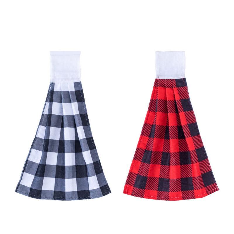 Christmas Plaid Fingertip Towel Soft Absorbent Dish Towel Seasonal Decoration