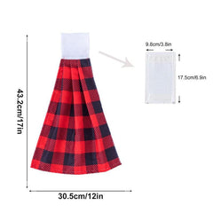 Christmas Plaid Fingertip Towel Soft Absorbent Dish Towel Seasonal Decoration