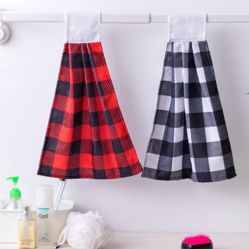 Christmas Plaid Fingertip Towel Soft Absorbent Dish Towel Seasonal Decoration