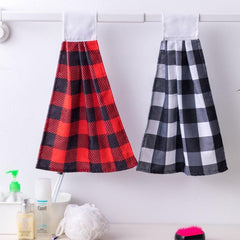 Christmas Plaid Fingertip Towel Soft Absorbent Dish Towel Seasonal Decoration