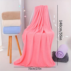 Soft Coral Fleece Bath Towel Absorbent Solid Bathroom Towel