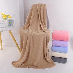 Soft Coral Fleece Bath Towel Absorbent Solid Bathroom Towel