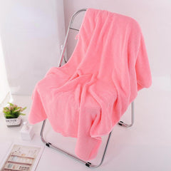Soft Coral Fleece Bath Towel Absorbent Solid Bathroom Towel