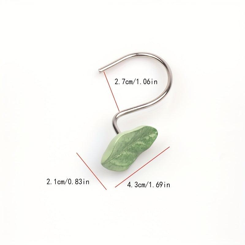 12pcs Leaf Shower Curtain Hook Metal Bathroom Decorative Hook