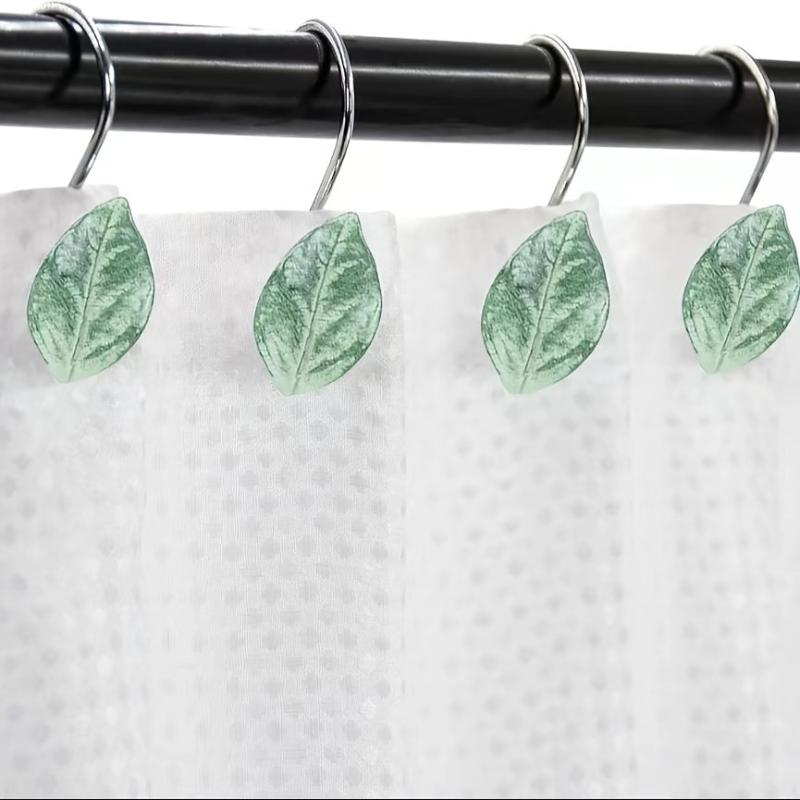 12pcs Leaf Shower Curtain Hook Metal Bathroom Decorative Hook