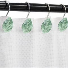 12pcs Leaf Shower Curtain Hook Metal Bathroom Decorative Hook