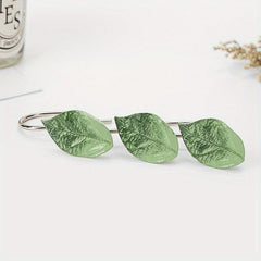 12pcs Leaf Shower Curtain Hook Metal Bathroom Decorative Hook