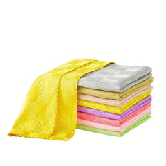 10pcs Plaid Cleaning Cloth Square Cleaning Rag Strong Water Absorption
