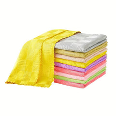10pcs Plaid Cleaning Cloth Square Cleaning Rag Strong Water Absorption
