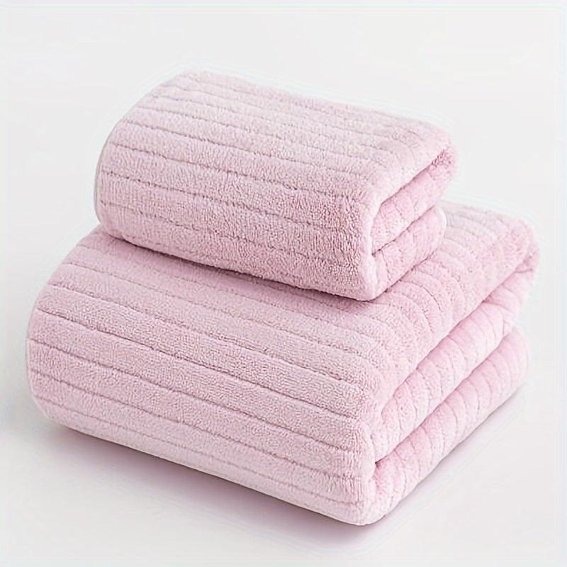 Coral Fleece Towel Set Quick Drying Absorbent Towels 1 Bath & 1 Hand Towel