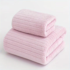 Coral Fleece Towel Set Quick Drying Absorbent Towels 1 Bath & 1 Hand Towel