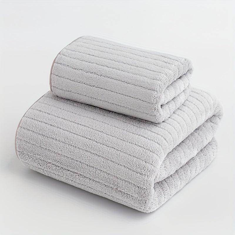 Coral Fleece Towel Set Quick Drying Absorbent Towels 1 Bath & 1 Hand Towel