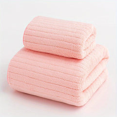 Coral Fleece Towel Set Quick Drying Absorbent Towels 1 Bath & 1 Hand Towel