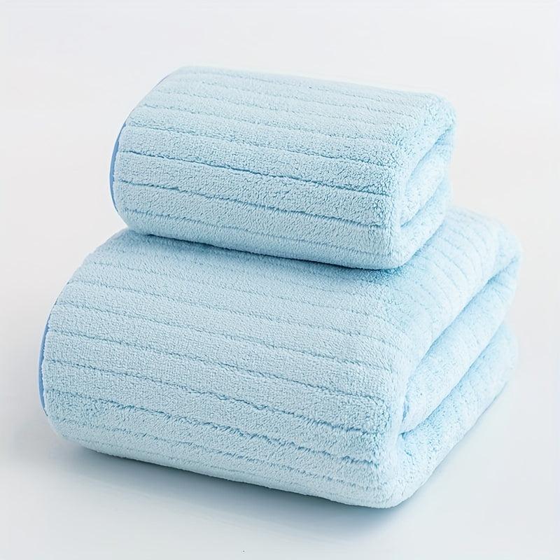 Coral Fleece Towel Set Quick Drying Absorbent Towels 1 Bath & 1 Hand Towel