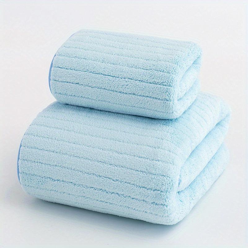 Coral Fleece Towel Set Quick Drying Absorbent Towels 1 Bath & 1 Hand Towel