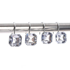 12pcs Square Acrylic Shower Curtain Hooks Bathroom Accessories