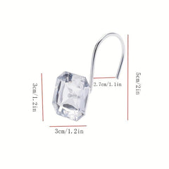 12pcs Square Acrylic Shower Curtain Hooks Bathroom Accessories