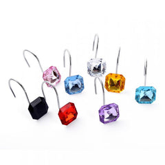 12pcs Square Acrylic Shower Curtain Hooks Bathroom Accessories