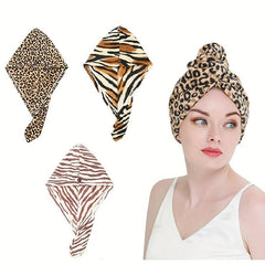 Animal Printed Hair Towel Soft Hair Drying Cap Lightweight Hair Wrap Towel