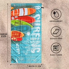 Microfiber Beach Towel Quick Drying Absorbent Sandproof Lightweight
