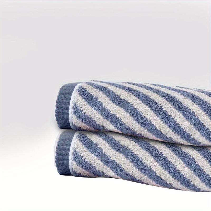 2pcs Bamboo Fiber Striped Hand Towel Soft Absorbent Towel For Home Bathroom