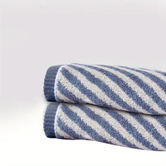 2pcs Bamboo Fiber Striped Hand Towel Soft Absorbent Towel For Home Bathroom