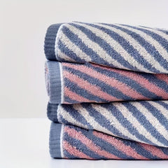 2pcs Bamboo Fiber Striped Hand Towel Soft Absorbent Towel For Home Bathroom