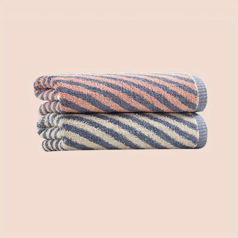 2pcs Bamboo Fiber Striped Hand Towel Soft Absorbent Towel For Home Bathroom