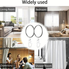 20pcs Metal Shower Curtain Ring Drapery Curtain Ring With Plastic Hooks
