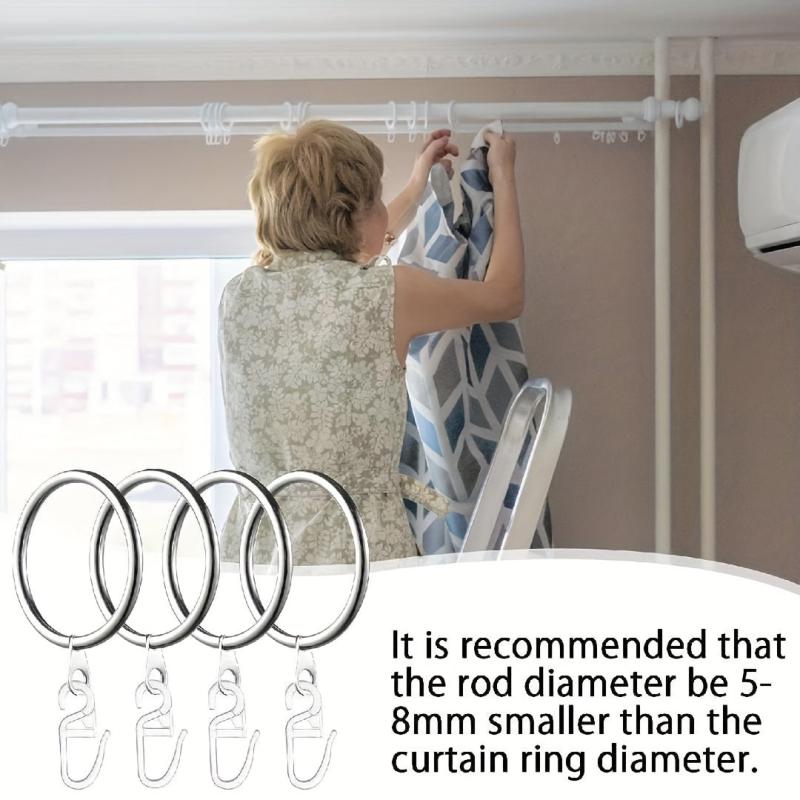 20pcs Metal Shower Curtain Ring Drapery Curtain Ring With Plastic Hooks