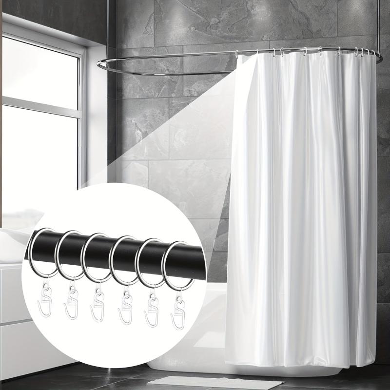 20pcs Metal Shower Curtain Ring Drapery Curtain Ring With Plastic Hooks