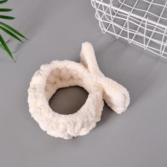 Coral Velvet Bow Decor Bath Headband Makeup Skincare Hair Band
