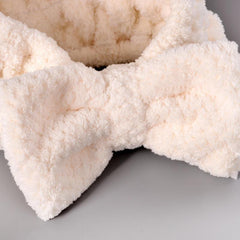 Coral Velvet Bow Decor Bath Headband Makeup Skincare Hair Band
