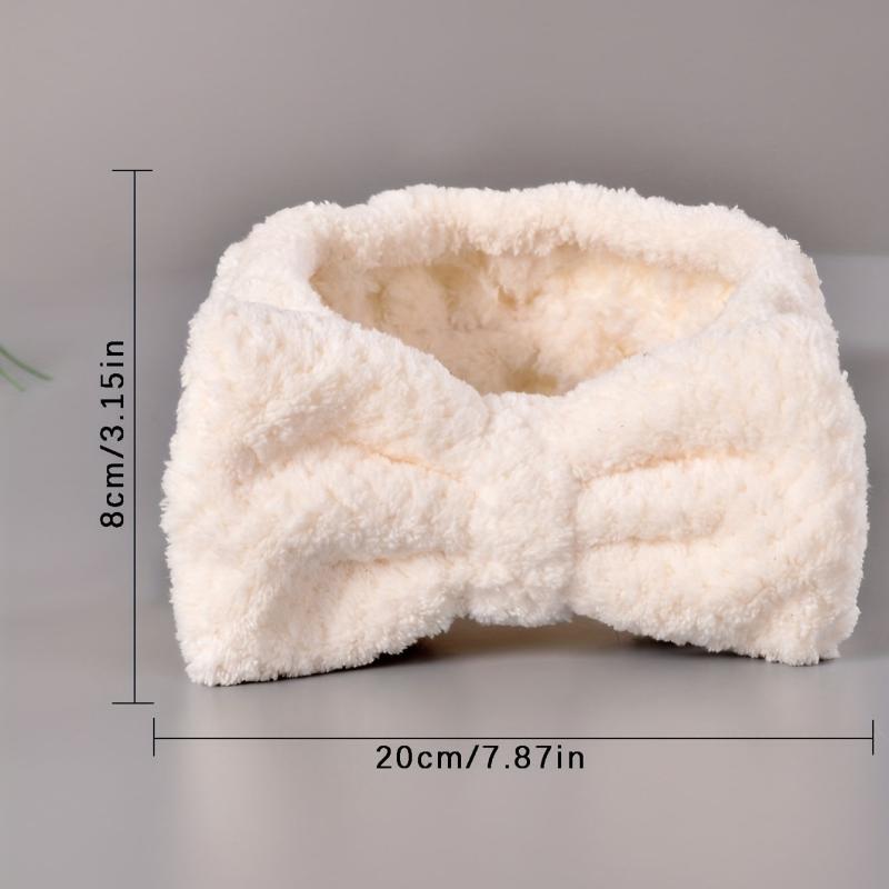 Coral Velvet Bow Decor Bath Headband Makeup Skincare Hair Band