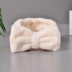 Coral Velvet Bow Decor Bath Headband Makeup Skincare Hair Band