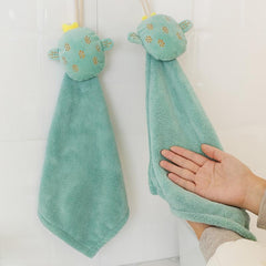 Coral Fleece Cactus Hand Towel Green Kitchen Absorbent Cloth