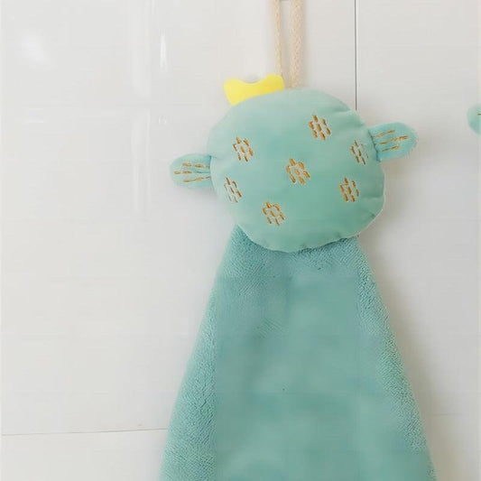 Coral Fleece Cactus Hand Towel Green Kitchen Absorbent Cloth