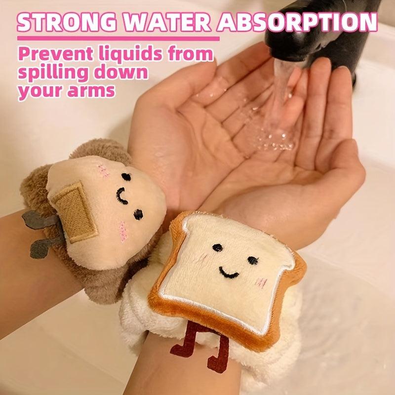 2pcs Cartoon Wrist Towels for Girls - Absorbent Wristbands for Face Washing