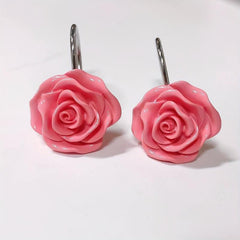 12pcs Rose Shower Curtain Hook - Decorative Bathroom Accessories