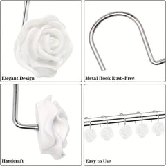 12pcs Rose Shower Curtain Hook - Decorative Bathroom Accessories