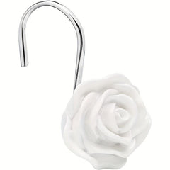 12pcs Rose Shower Curtain Hook - Decorative Bathroom Accessories
