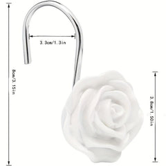 12pcs Rose Shower Curtain Hook - Decorative Bathroom Accessories