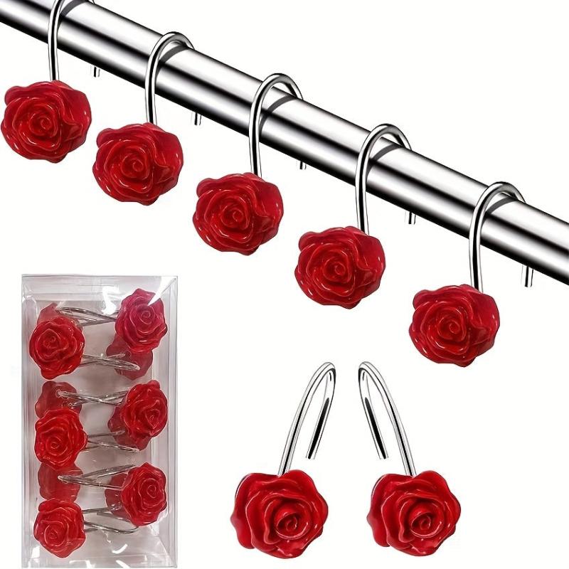 12pcs Rose Shower Curtain Hook - Decorative Bathroom Accessories