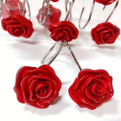12pcs Rose Shower Curtain Hook - Decorative Bathroom Accessories