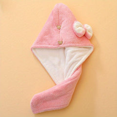 Hair Towel With Button Soft Hair Drying Cap Hair Towel With Bow