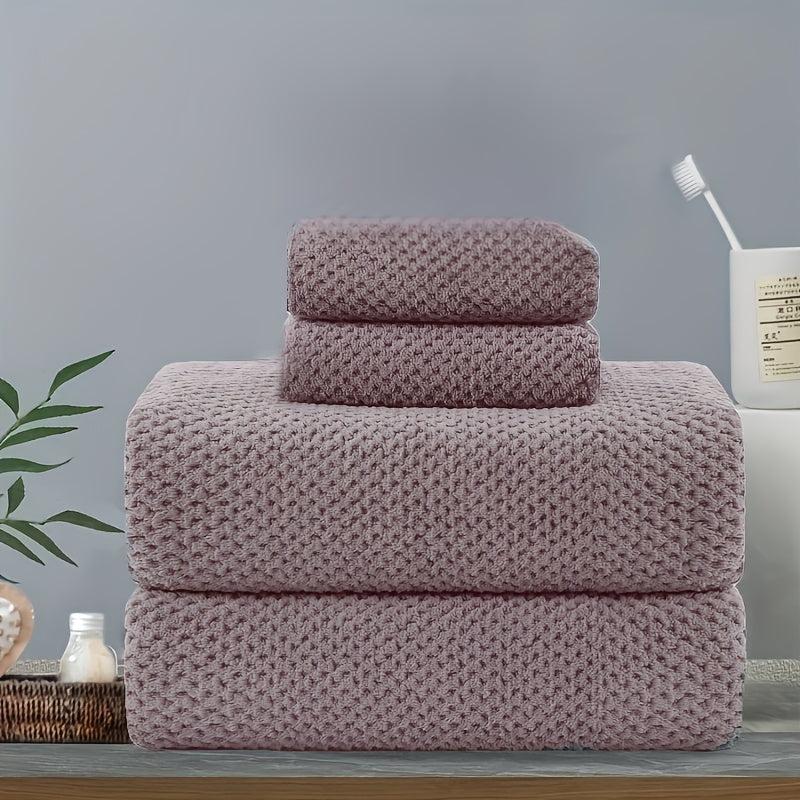 4pcs Coral Velvet Towel Set Soft Absorbent Bath Linen Sets