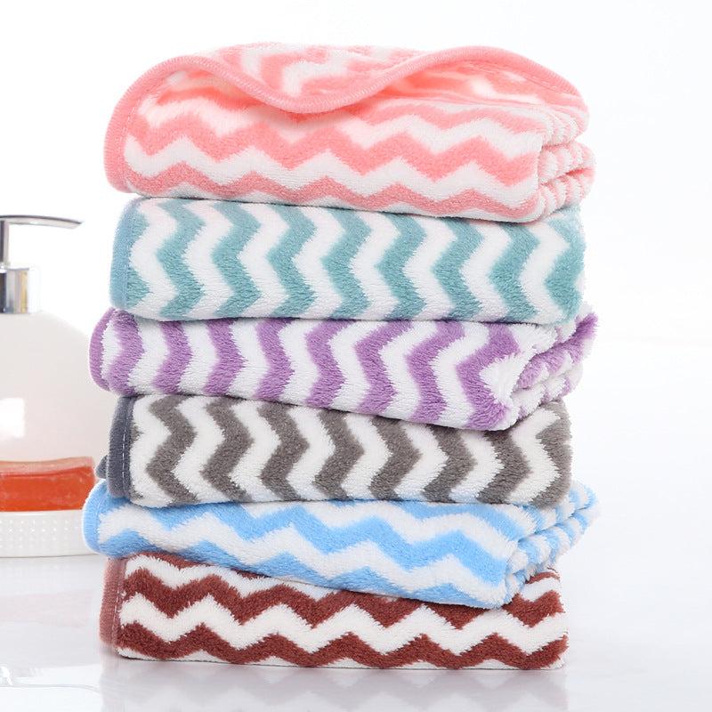 Striped Washcloth Thickened Fingertip Towel Soft Absorbent Towel 30x30cm
